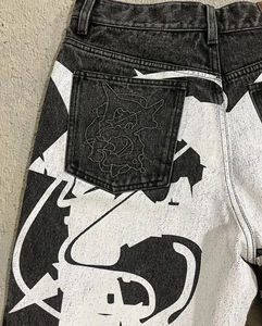 Pantalones Cortos de Mezclilla para Hombre Personalizados, Estilo Casual Recto, con Estampado de Letras, Lavado Vintage, de Tela de Lona, Tipo Jogger, Efecto Lavado - Product Image 6