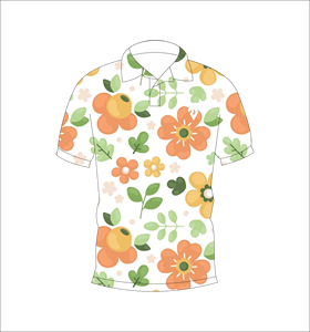 Polo con estampado floral para hombre, camiseta de golf informal de manga corta con flores blancas y naranjas para verano - Product Image 1