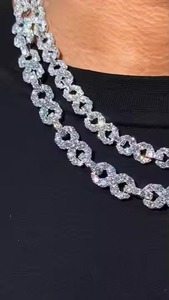 Luxury Silver Cuban Link <b>Chain</b> Fully Iced Our <b>VVS</b> Studded Moissanite Round Cut Diamond Tester for Weddings - Product Image 2