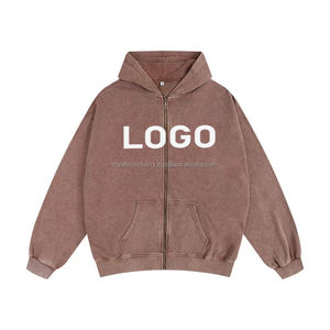 เสื้อฮู้ดมีซิปสำหรับผู้ชายขนาด350กรัมผ้าคอตตอนผ้าโพลีเอสเตอร์ปักไหล่แบบเรียบใส่สบายน้ำหนักปานกลางสำหรับฤดูใบไม้ร่วง - Product Image 4