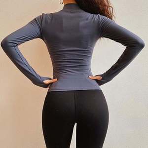 Camiseta Deportiva de Manga Larga con Cierre para Mujer, Talla Grande, Transpirable, para Yoga, Fitness, Running, Gimnasio, Conjuntos Deportivos a la Moda, 100% Nailon - Product Image 6