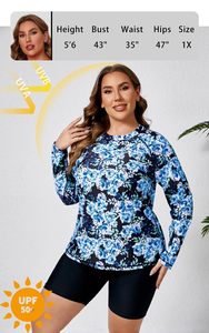 Traje de Baño de Dos Piezas con Bloques de Color, Cuello Redondo, Manga Corta, Cierre Frontal, Shorts para Mujer, Protección UV, Spandex Ecológico/Transpirable - Product Image 2