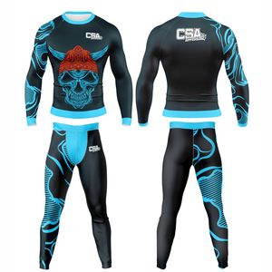 Conjunto de Rashguard Transpirable para MMA con Impresión Digital por Transferencia de Calor, Diseño Masculino, Impresión por Sublimación, Manga Larga, Ropa de Compresión - Product Image 1