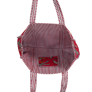 Sac fourre-tout en coton matelassé rouge à imprimé léopard bohème, ouverture supérieure, léger et durable pour les voyages, la plage et le shopping, toutes saisons - Product Image 5
