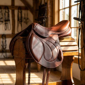 Selle d'Équitation Anglaise Faite à la Main en Cuir Naturel Souple de Haute Qualité, Confortable et Durable, avec Quincaillerie Nickelée pour Courses Hippiques - Product Image 5