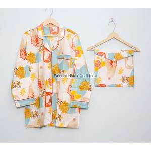 Pijamas elegantes para mujer, de manga larga, para primavera y otoño, conjunto de ropa de dormir transpirable para mujer, de la India. - Product Image 5