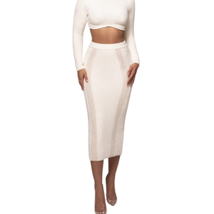 Falda Midi de Cintura Alta para Mujer, con Dobladillo Asimétrico Fruncido, Estilo Casual de Verano, Suave y Elástica, 100% Poliéster, Proveedor OEM/ODM - Product Image 1