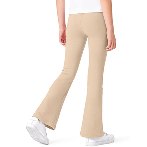 Leggings évasés pour enfants en coton et élasthanne beige, taille élastique, pantalon d'uniforme scolaire pour filles - Product Image 2