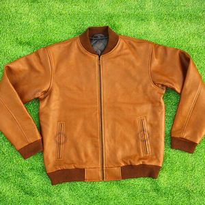 Vestes bomber en cuir de vachette véritable de qualité supérieure, style varsity, fermeture éclair, pour homme et femme, mode décontractée, streetwear, hiver. - Product Image 1