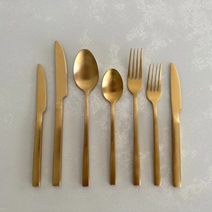 <b>Golden</b> Brass Dining <b>Cutlery</b> <b>Set</b> Metal Utensils for Tableware <b>Set</b> of - Product Image 4