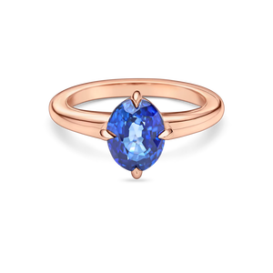 Anillo Solitario Minimalista de Oro Sólido de 14K con Zafiro Azul, Elegante para Uso Diario, Aniversario de Bodas, Joyería con Engaste de Puntas Tipo Brújula - Product Image 1
