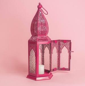 โคมไฟเทียนโมร็อกโกสีชมพู โคมไฟทีไลท์สุดหรูสำหรับตกแต่งห้องผู้หญิง โคมไฟเทียนโมร็อกโก - Product Image 1