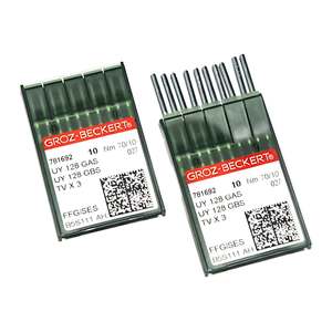 Aiguille de machine à coudre industrielle Groz-Beckert UY 128 FFG taille 70/10 en acier revêtu de nitrure de titane pour point de recouvrement 0,01 kg - Product Image 2