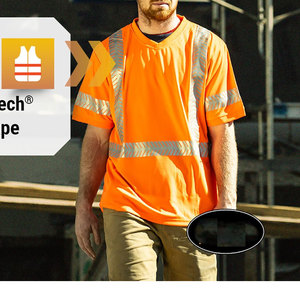 T-shirt de travail de sécurité à manches courtes, haute visibilité, réfléchissant, LED clignotante, ANSI Classe 1, sécurité routière, pour hommes, vente en gros - Product Image 4