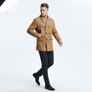 High Quality <b>Men's</b> Woolen <b>Pea</b> <b>Coat</b> Classic Double Breasted Classic Horn Button Closure <b>Men's</b> Woolen Peacoat - Product Image 4