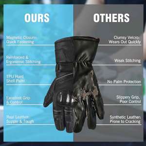 Royal Enfield Racing <b>Gloves</b> Full Finger Leather Palm Guard Hook Loop Closure Men Riding Outdoor Universal Season Fleece Lined - Product Image 2