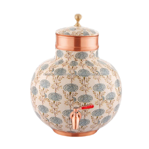 Tanque de almacenamiento de agua de cobre puro de alta calidad más vendido con diseño impreso de esmalte floral en dos tonos al mejor precio - Product Image 4