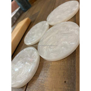 Sous-verre en résine personnalisé, rond, vert émeraude, sous-verre en résine blanche pour table à thé, table à café et table à manger - Product Image 4