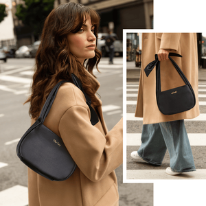 Bolso de Mano Pequeño de Cuero Vegano para Mujer con Cierre, Bolsos de Hombro Negros para Mujer - Product Image 6