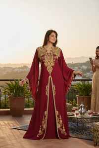 Abaya en satin de soie modeste, manches longues, longueur ras du sol, broderie, caftan, robe islamique pour femme, coupe droite, vente en gros Dubaï - Product Image 4