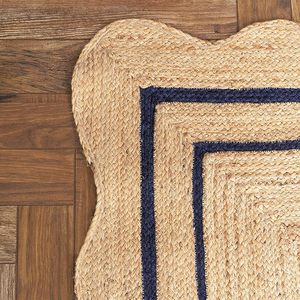 Tapis tressé en jute 100 % naturel à bord festonné, prix de gros, écologique et élégant pour la décoration de sol - Product Image 3
