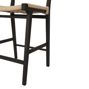Modern Solid Wood Bar <b>Stool</b> with Woven Seat Steady & Durable Design for Home Bar Hotel <b>Dining</b> Use - Product Image 2