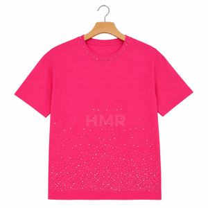 Camiseta Unisex HMR Brotherhood Sisterhood al por Mayor con Pedrería Brillante, Camiseta de Cuello Redondo Informal de Verano de Algodón Premium, Diseño Personalizado - Product Image 5