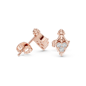 14K Yellow <b>Gold</b> Round Lab-Grown Diamond Everyday Wear <b>Earrings</b> for Women | New Grown Diamond - Product Image 4