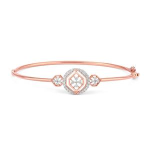 กำไลข้อมือแบบมีบานพับประดับเพชรลายโคลเวอร์หกเหลี่ยม - Product Image 2