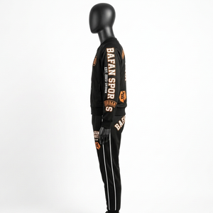 200 GSM Premium Polyester <b>Mesh</b> Jersey <b>Pants</b> Set Black Orange Contrast Shoulder Side Stripe Panel Logo Women set - Product Image 6