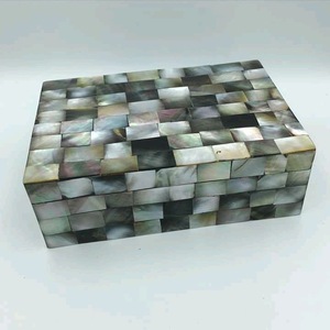 ILAHI's Blue Mother of Pearl Eco Friendly Rectangle Handmade <b>Floral</b> Jewelry <b>Storage</b> Case Decorative Gift <b>Box</b> for Home Wedding - Product Image 1