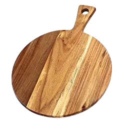 Planche à découper ronde en bois avec poignée pour la cuisine ou comme planche de service - Product Image 1