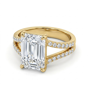 Bague de fiançailles en or 18 carats avec diamant taille émeraude certifié IGI, or jaune, style classique, bijoux pour femmes pour mariage et anniversaire - Product Image 1