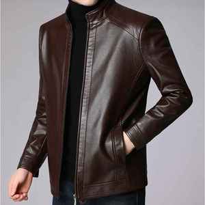 2026 Premium <b>Men</b> <b>Leather</b> <b>Jacket</b> with Canvas Fabric Waterproof & Windproof High Street Style Winter Casual Wear - Product Image 6