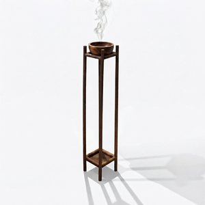 Elegante Soporte Alto de Madera con Cuenco de Madera para Incienso, Pieza Decorativa para el Hogar, Fragancia y Decoración Sofisticadas - Product Image 3