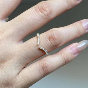 New Design Fashion <b>Open</b> Cuff Sterling Silver Wishbone <b>Ring</b> Lab Grown White Diamond CZ 925 White Diamond <b>Open</b> Style Wedding <b>Ring</b> - Product Image 4