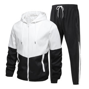 custom colorblock tracksuit men wholesale sage <b>green</b> white zip up hoodie and pants activewear <b>set</b> outdoor sportswear casual - Product Image 2