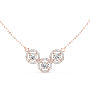 Collar con Colgante de Moissanita en Oro Rosa para Mujer, Cadena con Tres Círculos en Halo, Joyería - Product Image 1