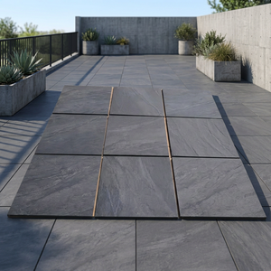 Carreaux de sol extérieurs en porcelaine de 20 mm d'épaisseur, antidérapants, de couleur anthracite, pour jardin et terrasse, résistants, imitation pierre - Product Image 1