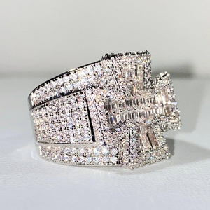 Bague de fiançailles solitaire en or blanc 14k 18k avec diamant de laboratoire certifié IGI, style hip-hop glacé, bijoux fins - Product Image 4