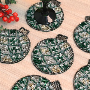 Sous-verres perlés faits main à prix abordable pour tasses, mugs et verres, magnifique décoration de table brodée pour un usage quotidien et festif - Product Image 1