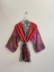 Lot assorti de robes kimono en soie pour femmes, longueur courte, style vintage, robe kimono d'été, vêtement de plage - Product Image 3