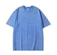 Camiseta de Manga Corta para Hombre, Estilo Acid Wash, Corte Holgado, Transpirable, de Algodón Jersey, con Diseño Liso