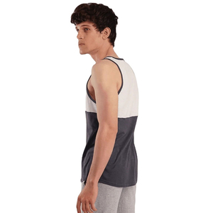 Camiseta sin Mangas Casual para Hombre, Diseño Colorblock, Ligera, Cuello Redondo, en Color Crema y Gris, Ideal para el Verano - Product Image 2