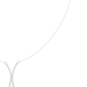 Collar Lariat de Oro Blanco con Moissanita Corte Princesa y Cadena de Eslabones con Microincrustaciones - Product Image 1