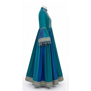 Low Moq Women Traditional Floor Length Cotton Afghan Kuchi Dress Embroidered <b>Blue</b> Green Loose Fit Wedding Wear Afghan Kuchi Dres - Product Image 3