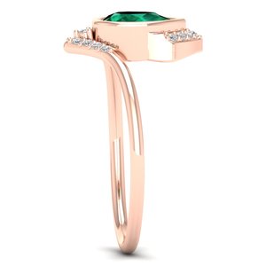 Anillo de compromiso REYES de diseño de lujo con gema de esmeralda talla pera de 0.75 quilates para mujer, plata de ley 925 con moissanita. - Product Image 3