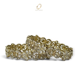 Luxury Flower Stainless Steel <b>Crystal</b> Rhinestone Cubic Zircon Bangles 18K Gold Plated Women's Wedding Fashion Jewelry Wholesale - Product Image 2