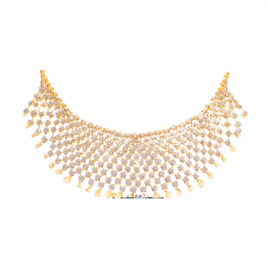 Ethnic American Diamond Golden Reception Choker-Brass & Copper Wedding Necklace with Zircon & Rhinestone - Product Image 3