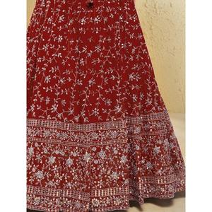 Lovely <b>Red</b> <b>Sequins</b> Georgette Lehenga Choli With Dupatta - Product Image 2